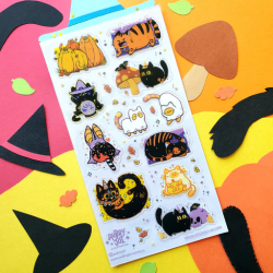 STOCK - STICKII - FEUILLE DE STICKERS "  Purrfectly Spooky  "