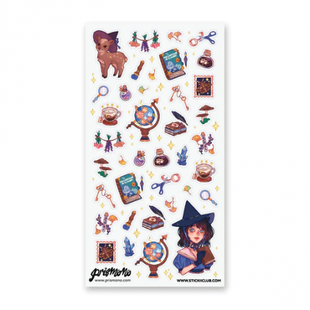 STOCK - STICKII - FEUILLE DE STICKERS "  WITCHY WORLD "