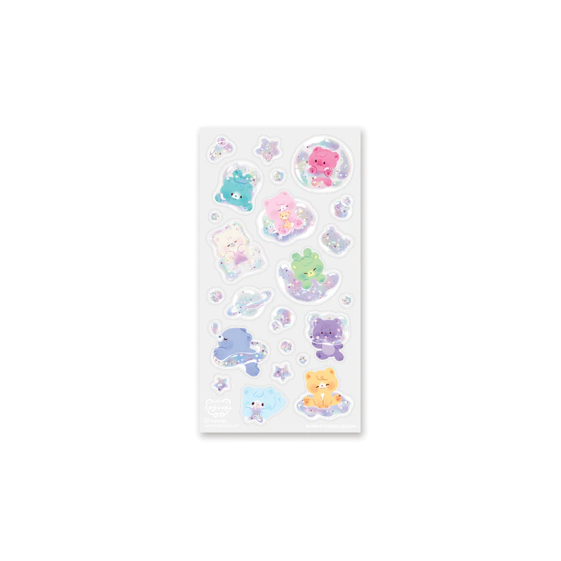 STOCK - STICKII - FEUILLE DE STICKERS " GALAXY BEARS "