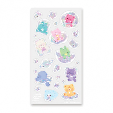 STOCK - STICKII - FEUILLE DE STICKERS " GALAXY BEARS "