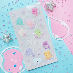 STOCK - STICKII - FEUILLE DE STICKERS " GALAXY BEARS "