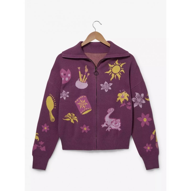 COMMANDE - IMPORT USA - Disney Tangled Icons Zippered Women's Sweater