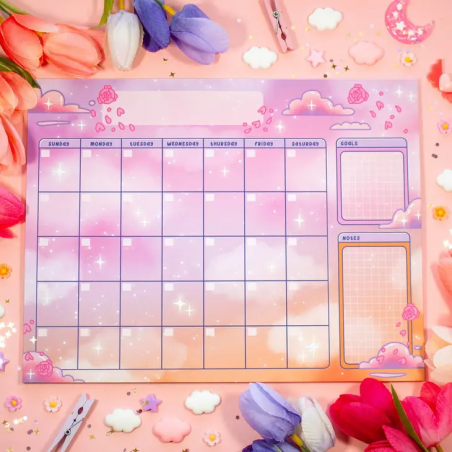 STOCK - UNICORN ECLISPE - Calendrier mensuel "Rose Sky"