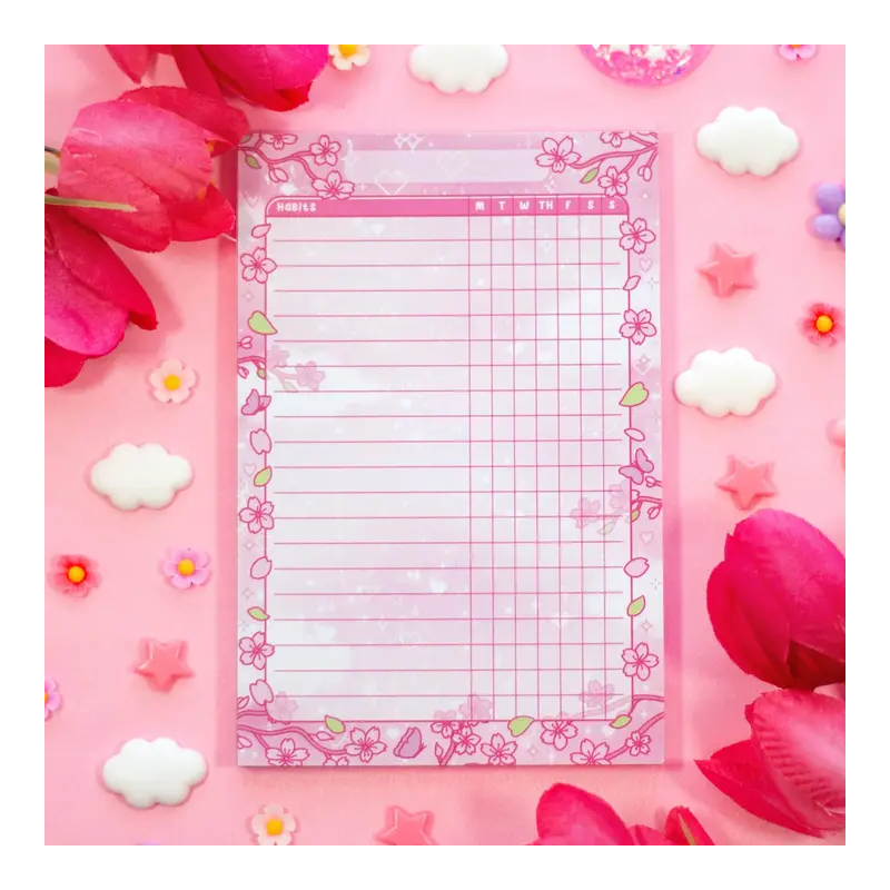 STOCK - UNICORN ECLISPE - Bloc-notes Habit tracker Sakura