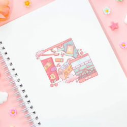 STOCK - UNICORN ECLISPE - Cahier à stickers Study Break