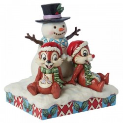 STOCK - ENESCO - DISNEY TRADITIONS - Chip n Dale Snowman Figurine