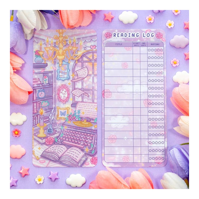 STOCK - UNICORN ECLISPE - Marque page reading log Pastel Academia