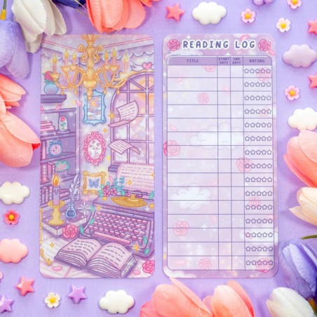 STOCK - UNICORN ECLISPE - Marque page reading log Pastel Academia