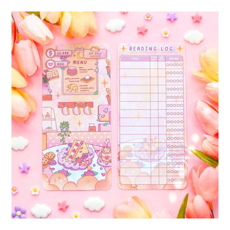 STOCK - UNICORN ECLISPE - Marque page reading log Café Quest