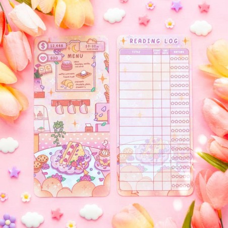 STOCK - UNICORN ECLISPE - Marque page reading log Café Quest