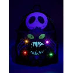 COMMANDE - IMPORT USA - Loungefly Disney The Nightmare Before Christmas Jack Skellington Wreath Glow-in-the-Dark Light-Up