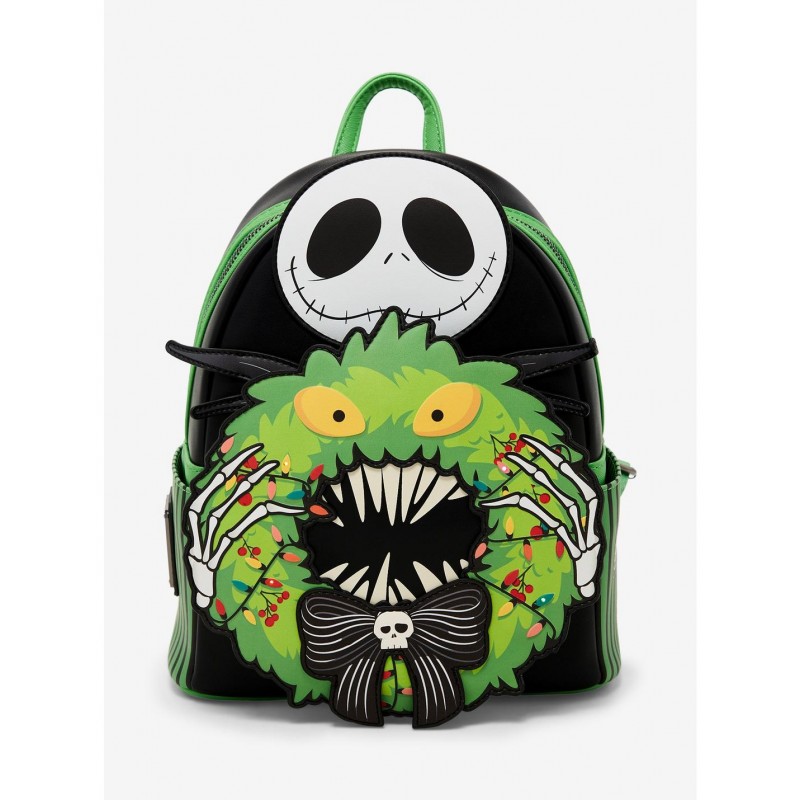 COMMANDE - IMPORT USA - Loungefly Disney The Nightmare Before Christmas Jack Skellington Wreath Glow-in-the-Dark Light-Up