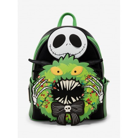 COMMANDE - IMPORT USA - Loungefly Disney The Nightmare Before Christmas Jack Skellington Wreath Glow-in-the-Dark Light-Up