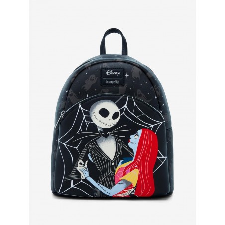 COMMANDE - IMPORT USA - Loungefly The Nightmare Before Christmas Jack & Sally Spiderweb Mini Backpack